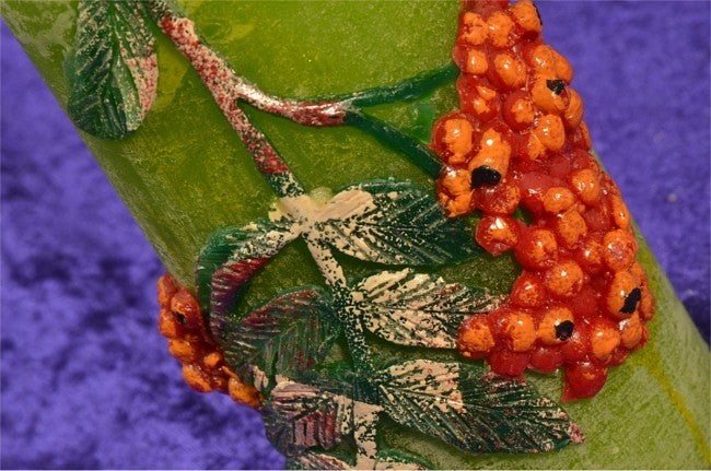 Red Berries, Candle Round, H: 15 cm