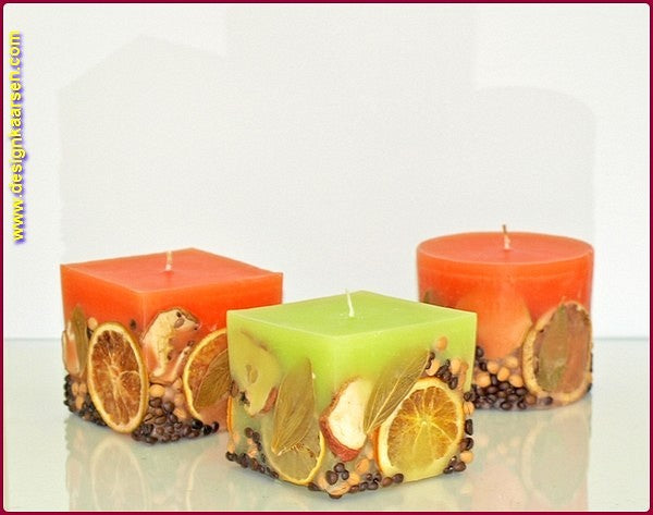 Fruit Candle Round LIME, 3 WICKS Ø15 cm, H:12 cm
