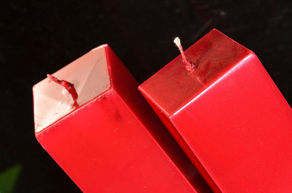 Quadrant candles, RED METALLIC, height 22 cm, 2 PIECES