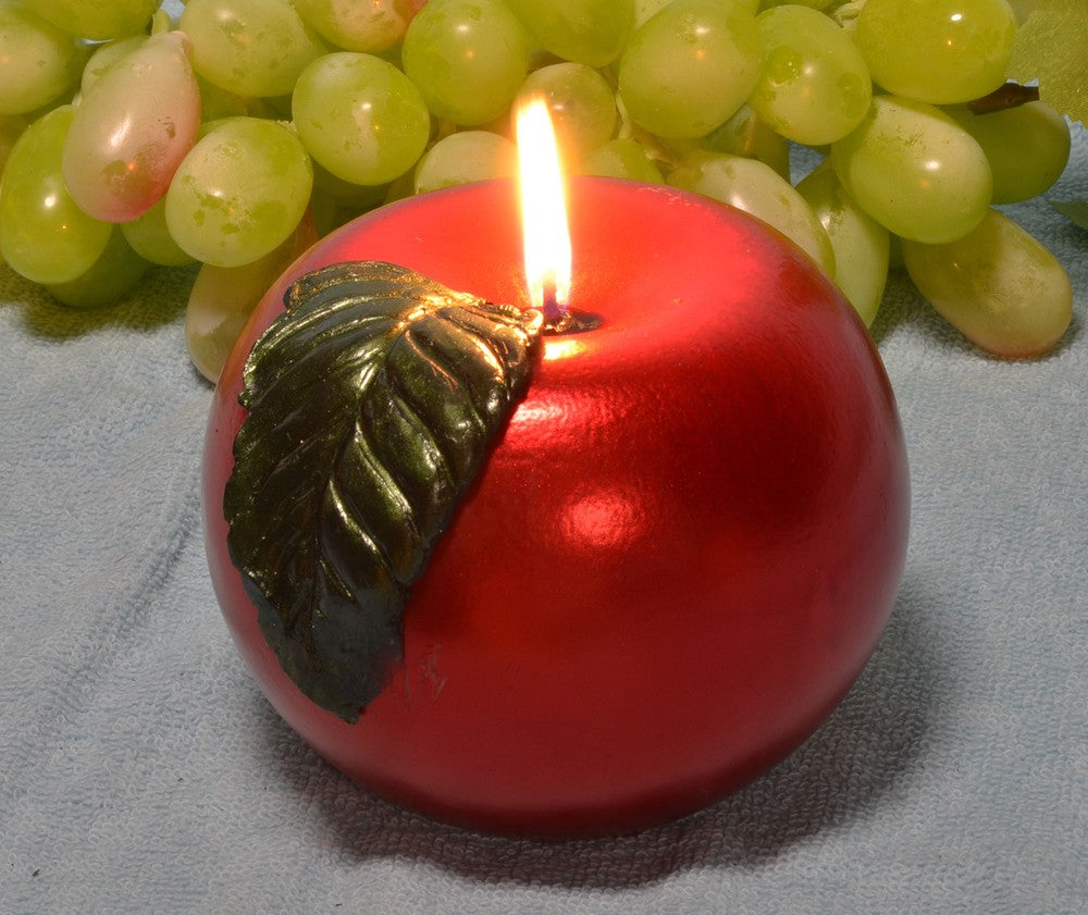 Apfelkerze ROT metallic - Ø 10 cm