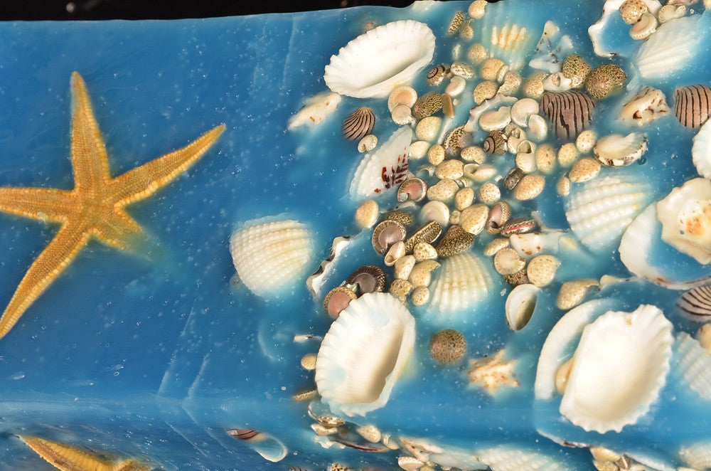 Sea candle, super XXXL, H: 26 cm BLUE rectangular