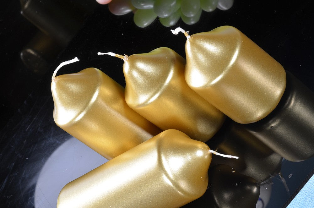 Set of 4 round Party Candles in GOLD