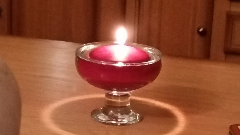 Floating candle large burgundy-red-matte, 3 pieces 8x4.5 cm