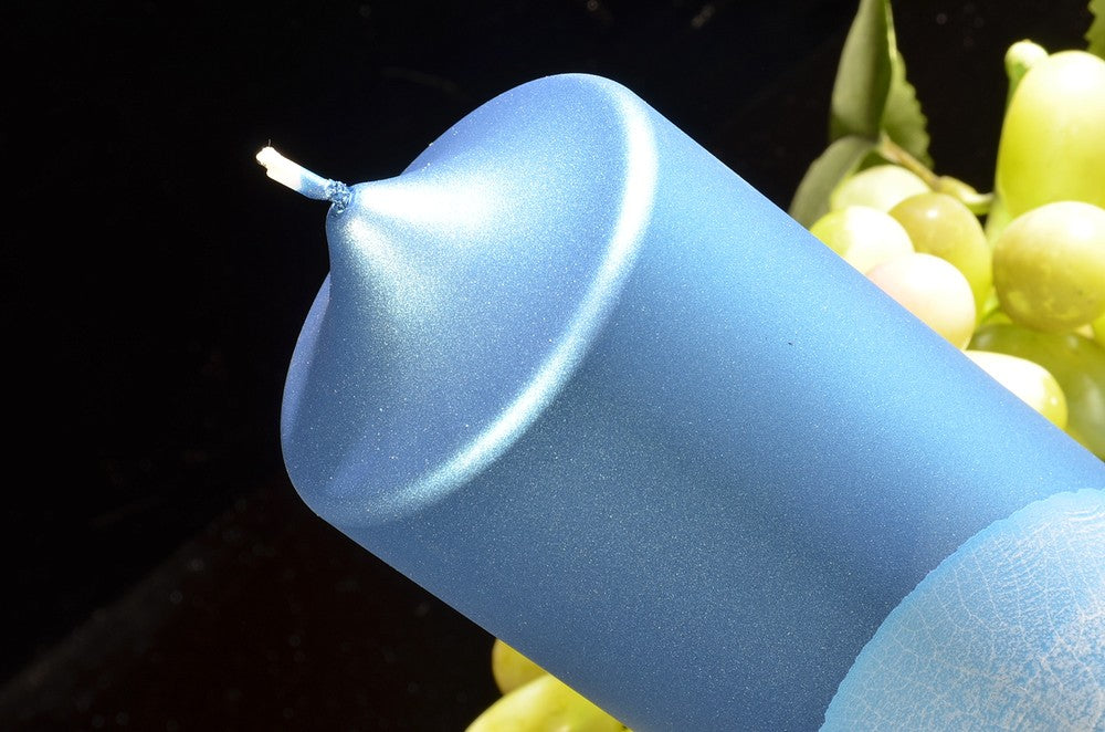 XXL Bell candle, BLUE METALLIC, height 19 cm