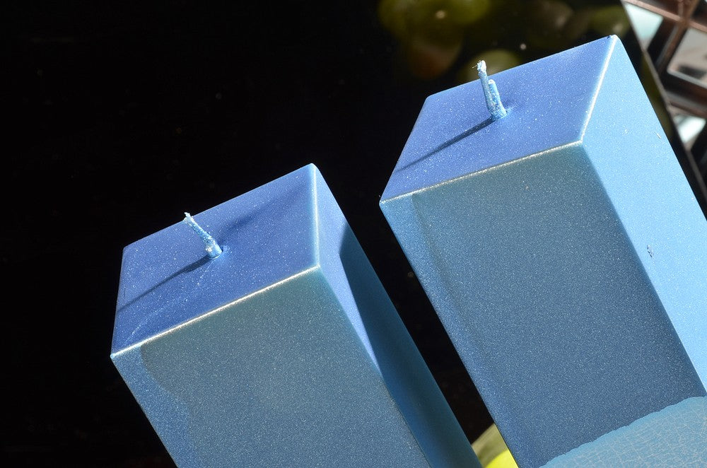 Quadrant candles, BLUE METALLIC, height 22 cm, 2 PIECES