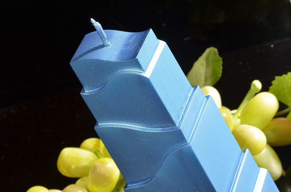 Tower Candle, BLUE METALLIC, height: 21cm