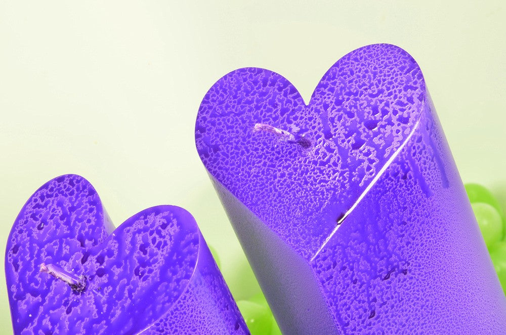 Heart Candle, VIOLET-PURPLE Explosion type, height: 18cm