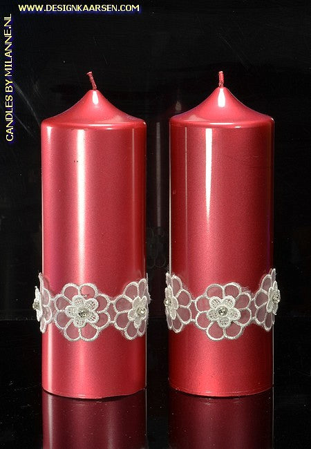 XXL Block Candle, RED METALLIC, height 19 cm
