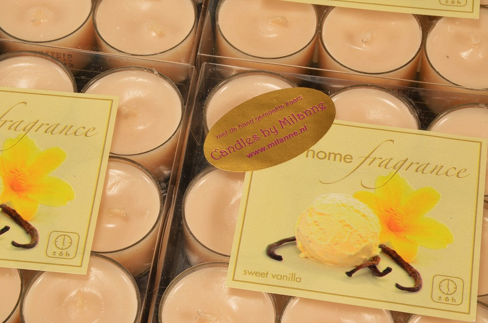 36 Duftkerzen mit dem Duft „Sweet Vanilla“ (4 x 2,5 cm)