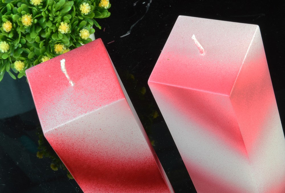 Quadrant candles, RED with WHITE METALLIC, h: 22 cm, 2 PIECES