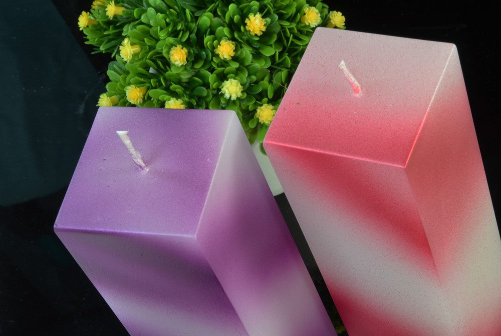 2x QUADRANT CANDLE - 1x RED-WHITE and 1x LILAC-WHITE H: 22 cm