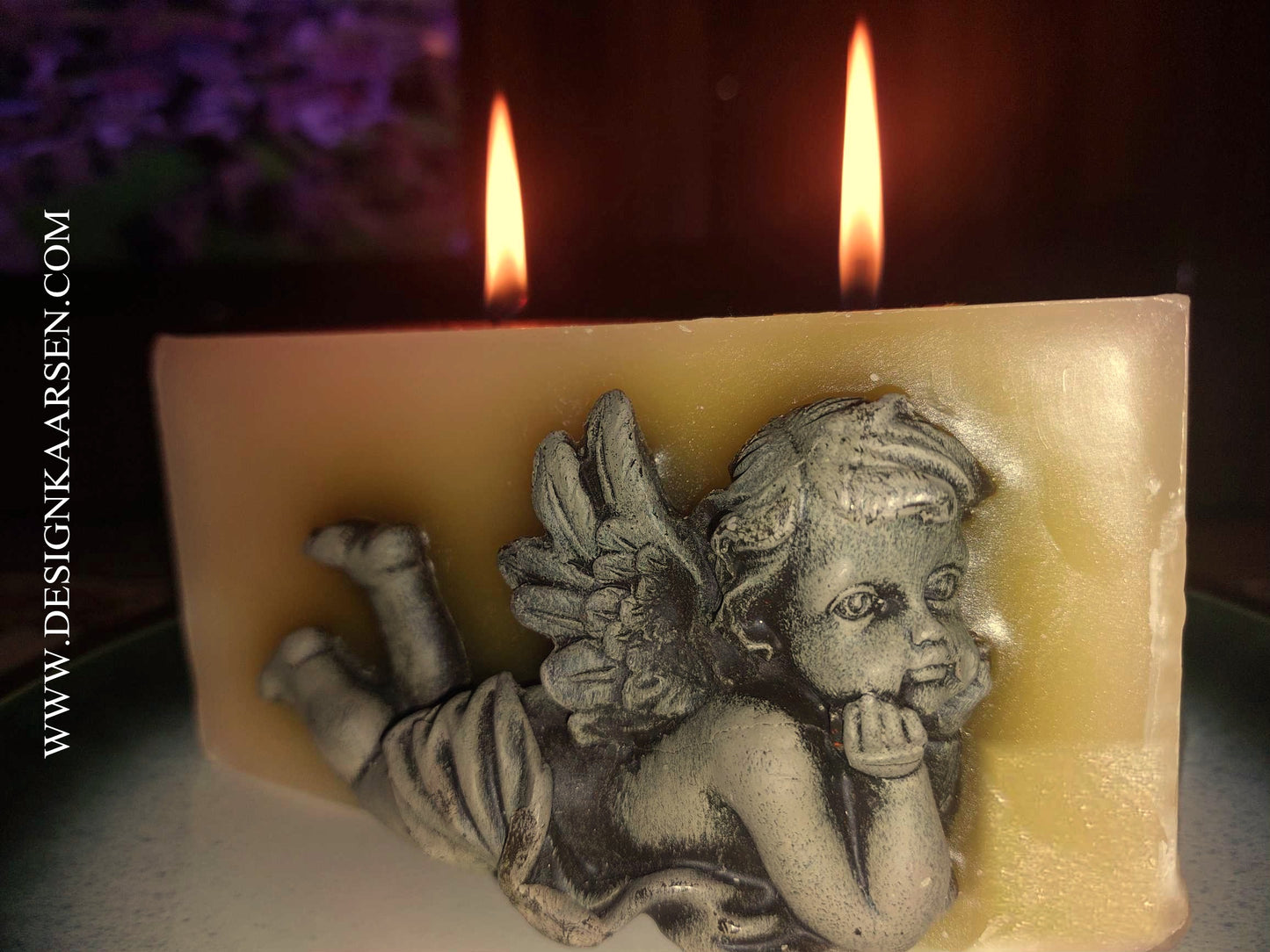 Kaars Engelen CREME, Design Enkel 9x18x9 cm