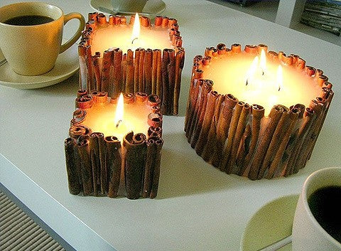 Cinnamon Candle Round WHITE Medium - Ø 10 cm - height: 8 cm