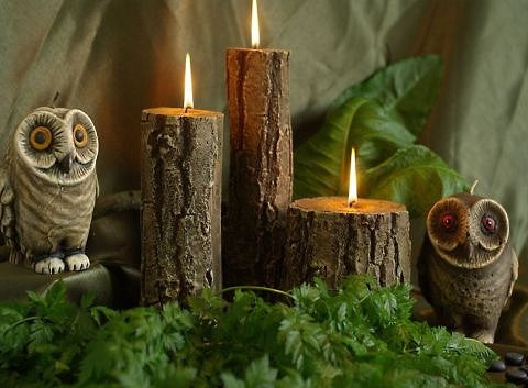 Boomstam kaars, Breed-Laag - Ø 11 cm H 12,5 cm - 1,05 kg: