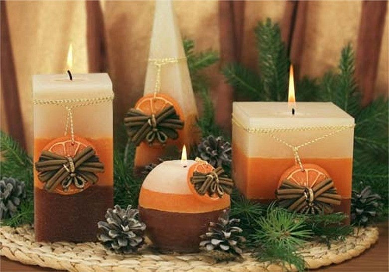 Orange-Cinnamon, Pyramid candle, 24 cm