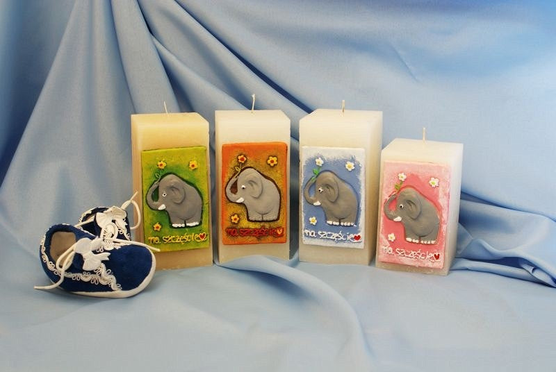 Elephant candle PINK Square, H: 15 cm