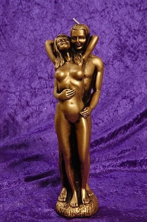 Woman and Man candle, H: 29 cm, GOLD