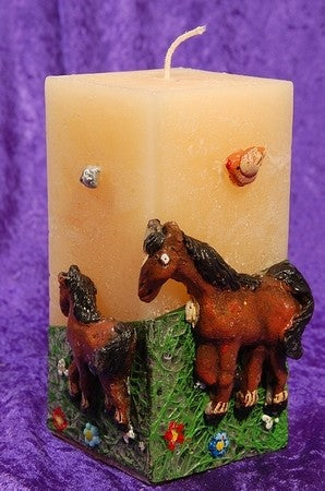 Horse candle, Square, CREAM, 150x75 mm