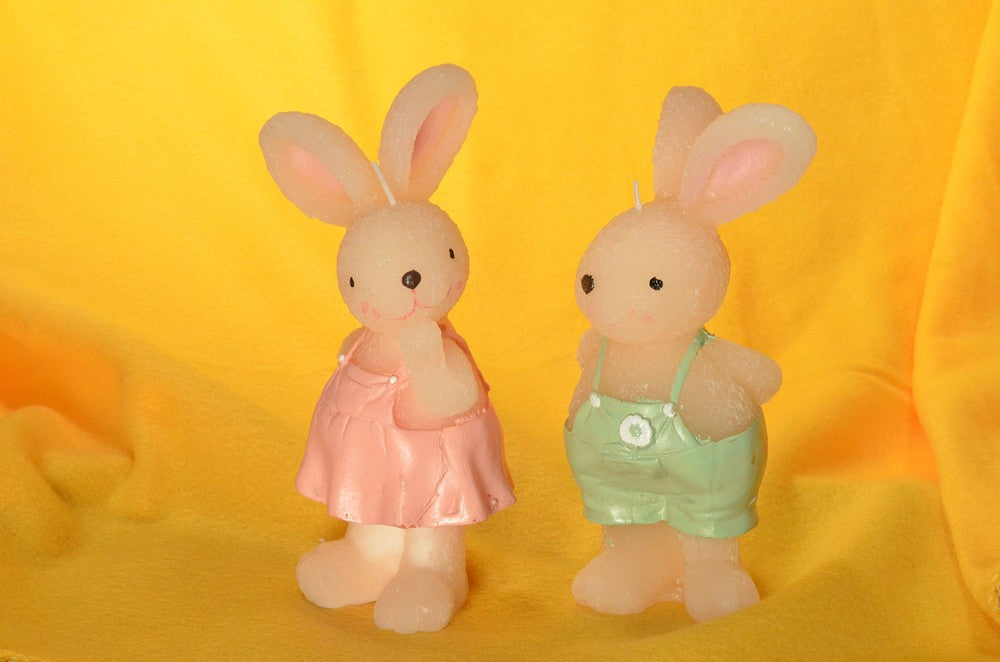 Easter Bunny Couple, Set of 2 Candles, height 11 cm