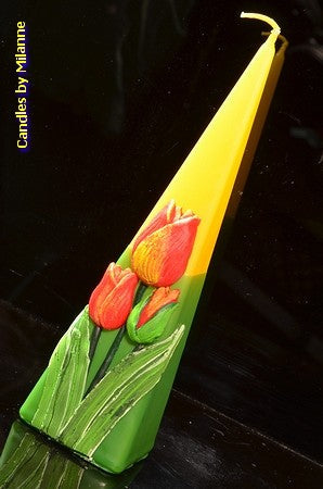 Tulip, Candle Pyramid, 30 cm YELLOW GREEN