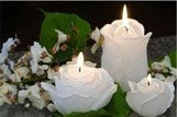 Rose Candle XXL CREAM with GOLD, width 13 cm - Candle