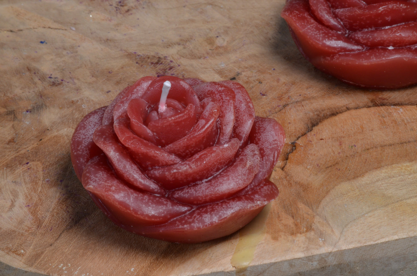 Floating Flower Candle 7x7 cm, height 4 cm in Bordeaux RED, set of 3 pieces
