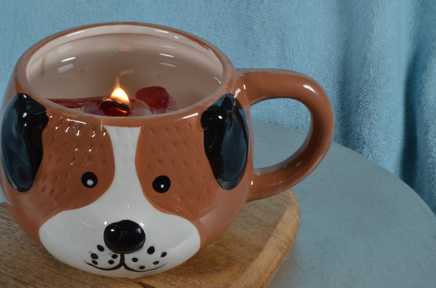 Gel Candle with Wooden Wick Dog design - Made by Candles by Milanne - WATCH VIDEO