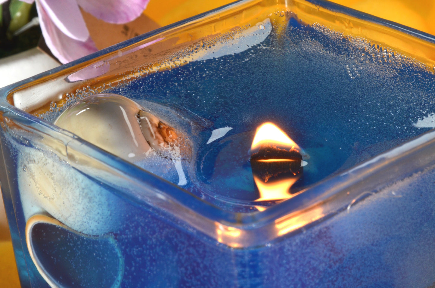 Nieuw voor 2025: XXL Schelpen Gelkaars "Blue Sea" met houten Pit 10x10x10 cm - BEKIJK VIDEO