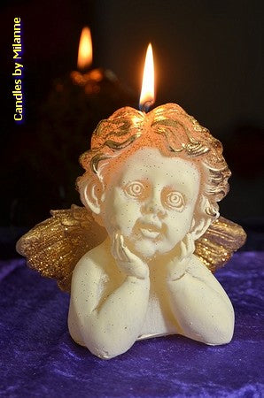 Engelen kaars groot, ZEER EXCLUSIEF - H: 14 cm, B: 16 cm