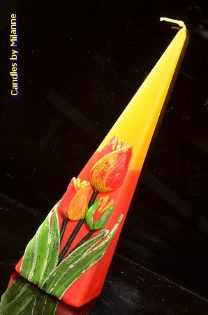 Tulip, Candle Pyramid, 24 cm YELLOW RED