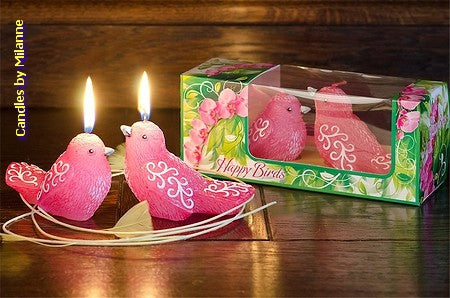 Bird candle PINK (set of 2) 8x10x6 cm