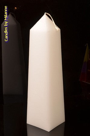 Obelisk Candle XXL, WHITE pearl white, height: 34cm