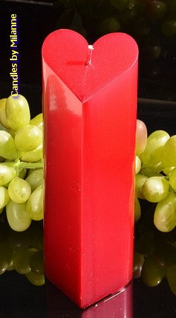 Heart candle RED metallic, height: 18cm