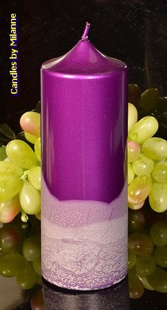 XXL Clock candle, LILAC METALLIC, height 19 cm