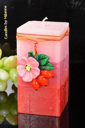 Wild roses, scented candle Rectangle, H: 14 cm