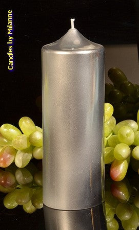XXL Pillar Candle, SILVER, height 19 cm