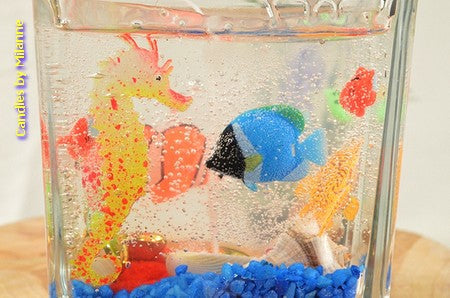 XXL Gel CANDLE in Aquarium theme (61125) Height: 14 cm
