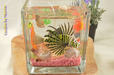 XXL Gel CANDLE in Aquarium theme (61127) Height: 14 cm