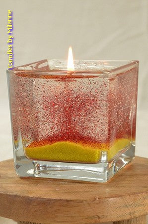 XXL GEL CANDLE 10 cm with RED GLITTER