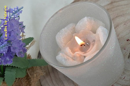 Rosebud WHITE matte glass jar, 9x9 cm