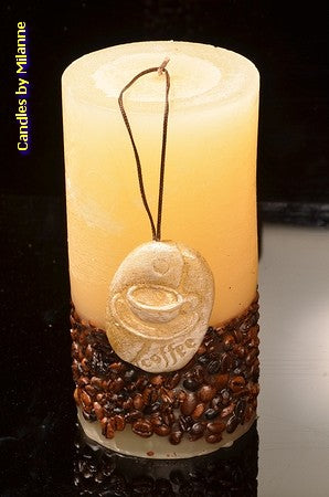 Coffee candle white Round, H: 14 cm