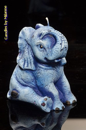 Elephant candle BLUE, H: 11 cm