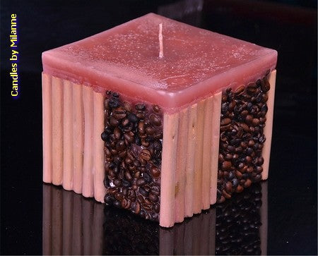 Coffee bamboo candle BORDEAUX - 11x11 cm H: 10 cm