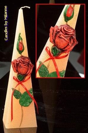 Red Rose, Pyramid candle, 24 cm Candle