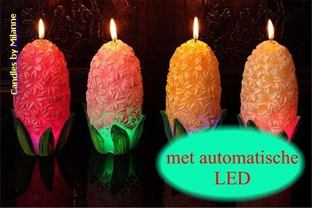 Hyacinth candle with LED, Ø 8 cm, H: 18 cm
