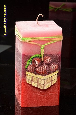Raspberry Candle Rectangle, H: 14 cm