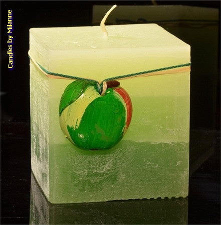 Appel kaars, Vierkant, H: 10 cm - geurkaars