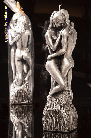 Woman and Man Candle, H: 25 cm, SILVER