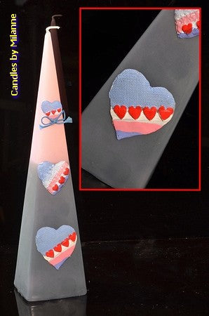 Heart Pyramid candle, PINK-GREY, H: 30 cm