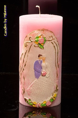 Wedding Candle, round, PINK, 75x150 mm